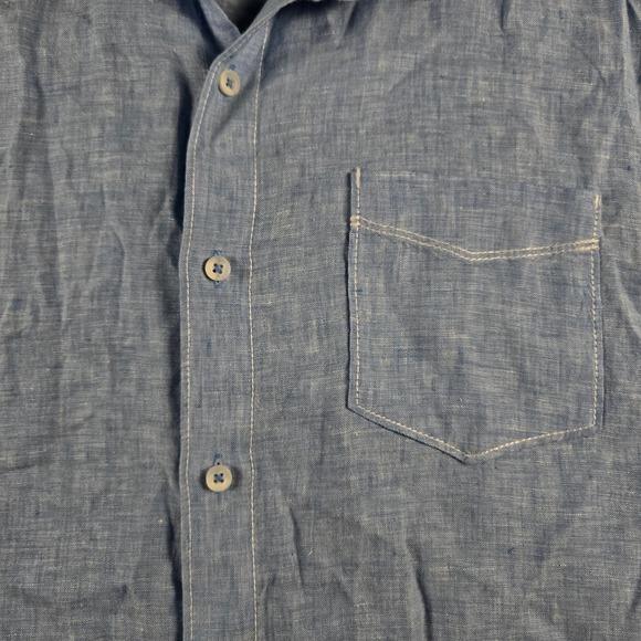 Tommy Bahama Mens Blue Linen Short Sleeve Button Down Shirt Breathable Size L - Picture 10 of 12